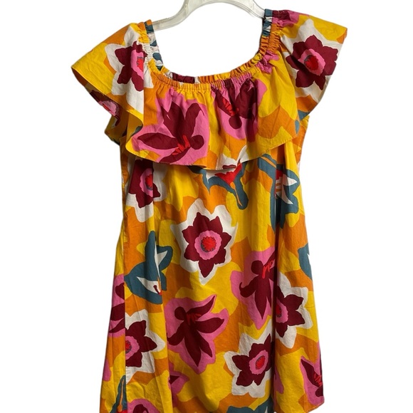 Marlene Floral Ruffle Off Shoulder Dress size L beach summer vibrant - Picture 6 of 16